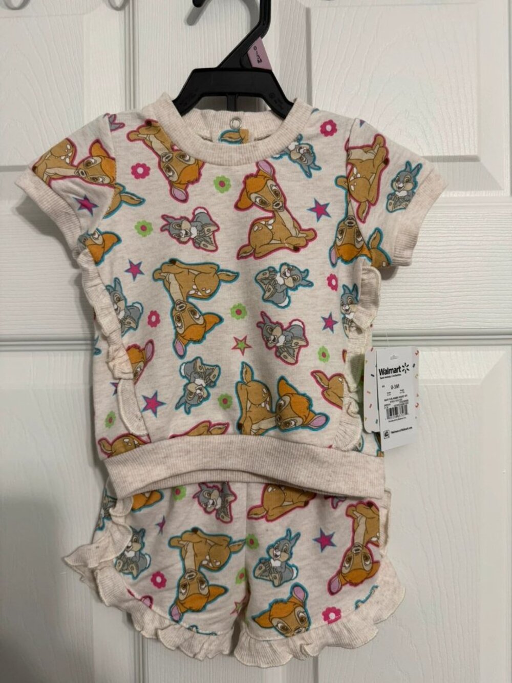 Disney Bambi & Thumper Baby Girl 2-Piece Ruffle Outfit Set 0-3M NWT